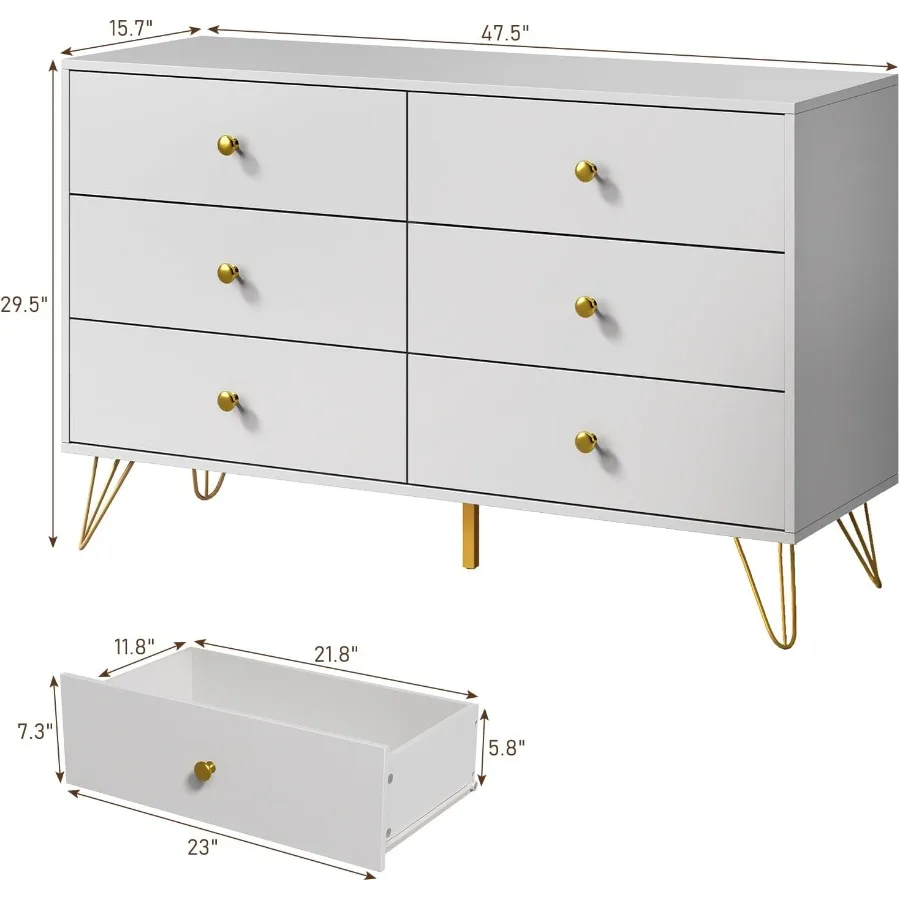 Bedroom 6-Drawer White Dresser - Storage & Organization recension och pris
