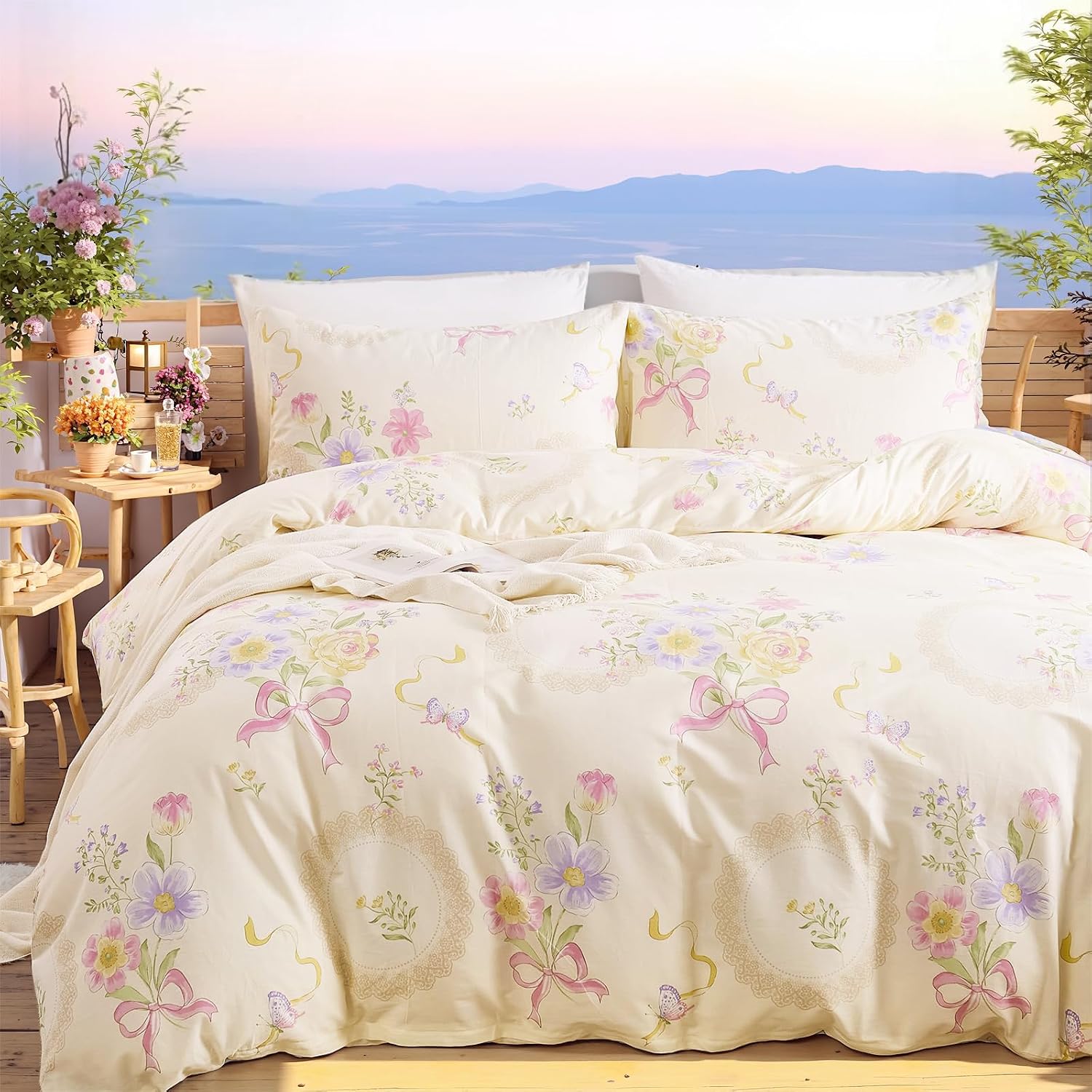 Floral Duvet Cover Queen/King  - Aesthetic Floral Duvet Cover recension och pris