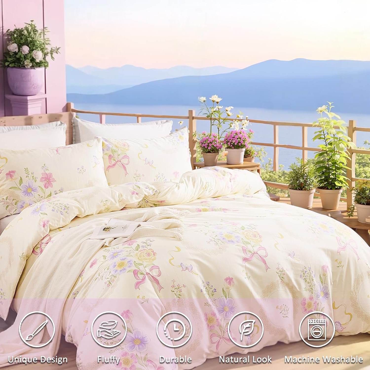 Floral Duvet Cover Queen/King  - Aesthetic Floral Duvet Cover recension och pris
