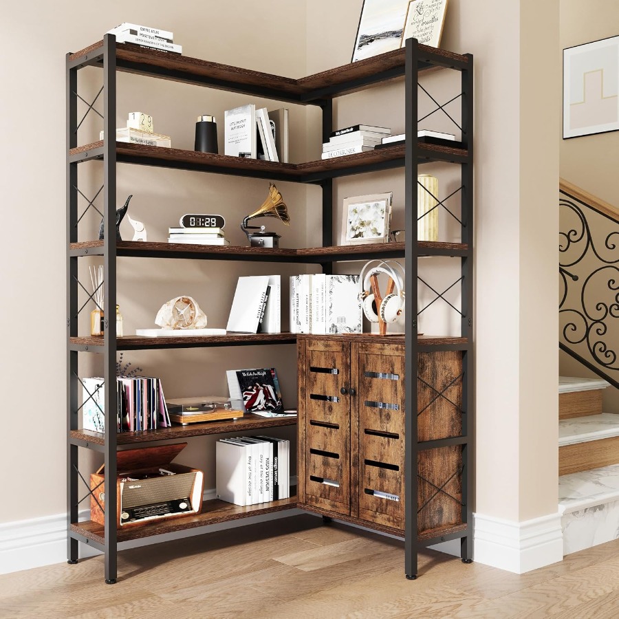 6-Shelf Corner Bookshelf for L - Storage & Organization recension och pris