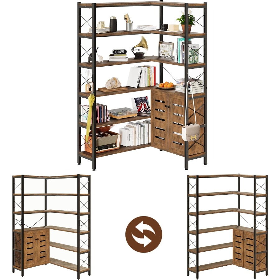 6-Shelf Corner Bookshelf for L - Storage & Organization recension och pris