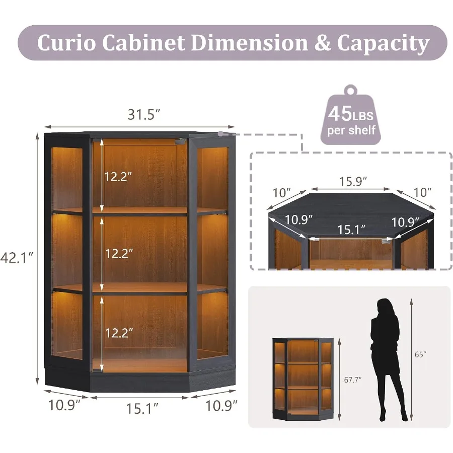 Corner display cabinet with gl - Lighting recension och pris